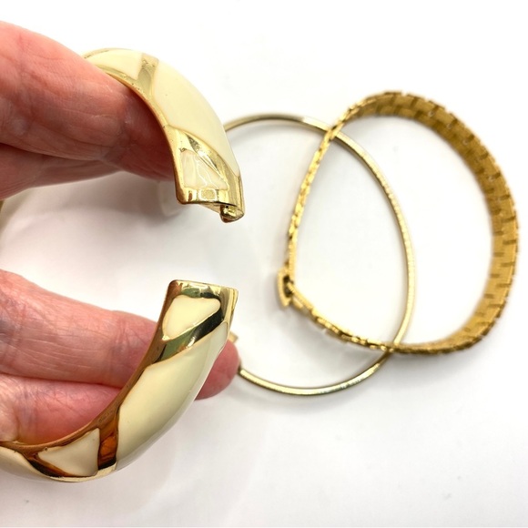 Gold Tone Bangle Clamper Bracelets Bundle of 3 - Picture 7 of 9